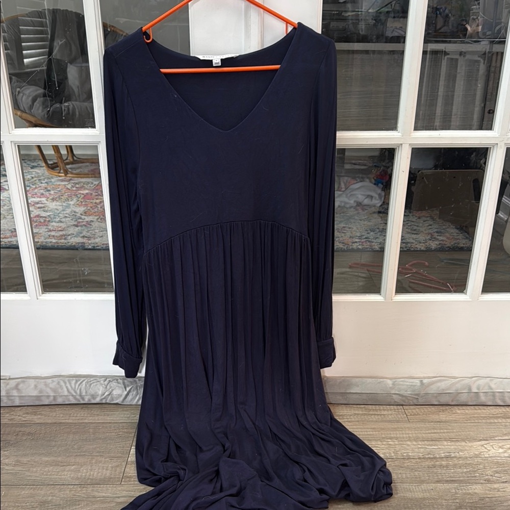 The Nines by HATCH Deep Blue Long Sleeve Dress